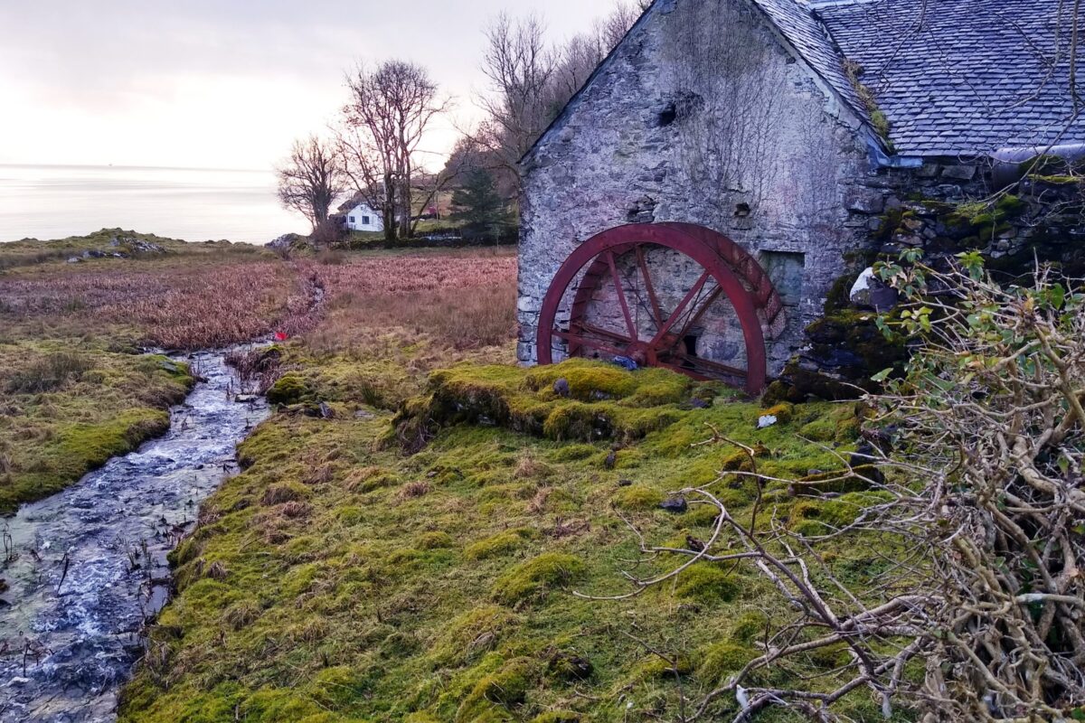 Flour mill wheel and race, Balnagown